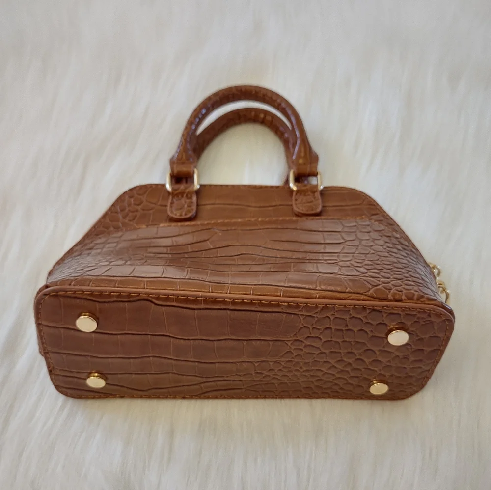 Madison West Tan Croc Print Small Cosmetic Bag - Picture 5 of 10